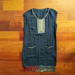 Of Two Minds Navy Embroidered Dress